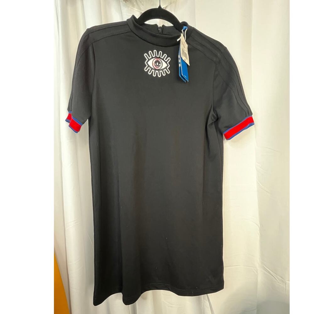 Adidas Originals x Hattie Stewart Knitted Polo Dress - Size Medium Black